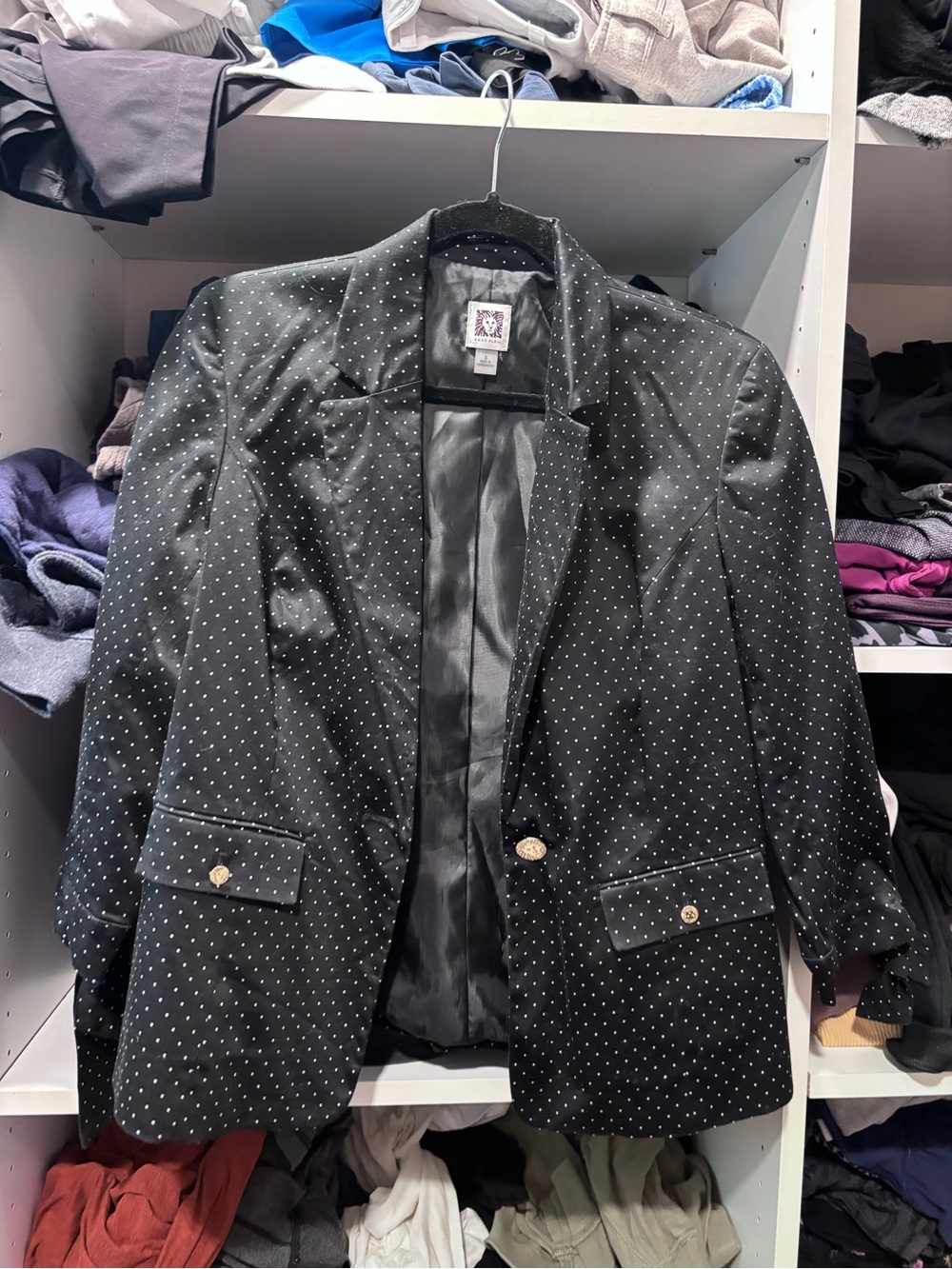 Anne Klein black and white polka dot blazer